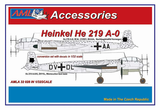 AML A32028 1:32 Heinkel He-219A-0 The conversion set with decals. Includes resin radar aerials