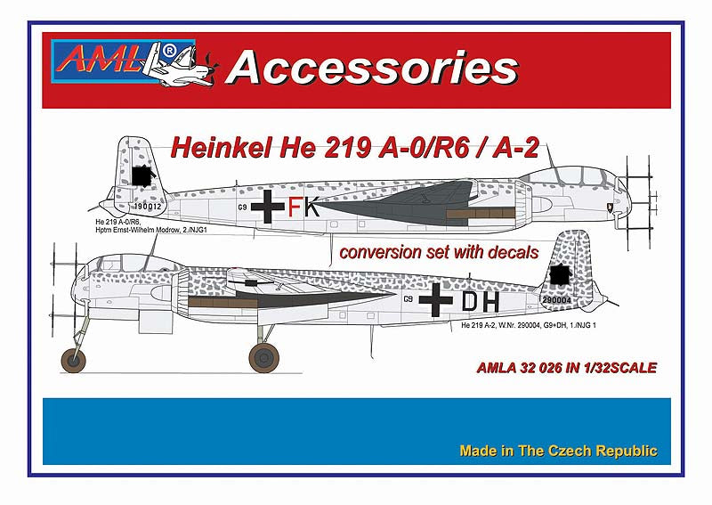 AML A32026 1:32 Heinkel He-219A-0/R6 / He-219A-2 The conversion set with decals