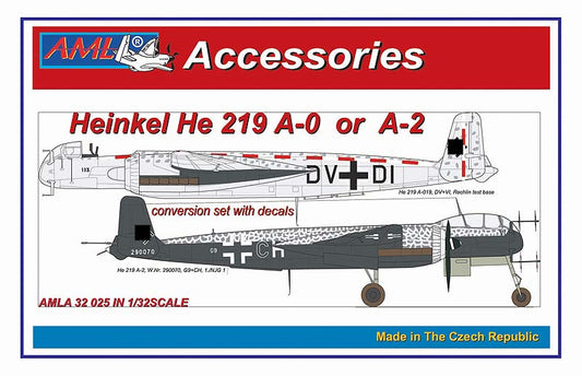AML A32025 1:32 Heinkel He-219A-0 or He-219A-2 The conversion set with decals