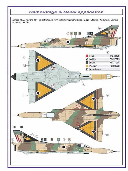 AML A48018 1:48 Dassault-Mirage IIICR/Tzniut (PUR set + PE parts + Decal sheet)