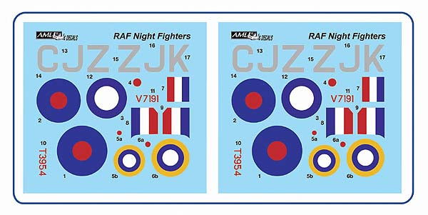 AML A72046 1:72 Hawker Hurricane Mk.I & Boulton-Paul Defiant Mk.I 6 stub exhaust versions / Part I with decals for No.96 Squadron RAF, 1941