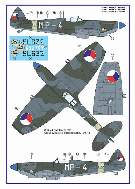 AML A72061 1:72 Supermarine Spitfire Mk.IXe German fuel tanks in Czech AF service