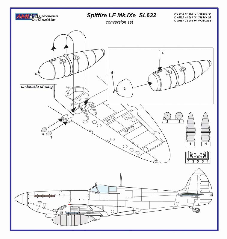 AML A72061 1:72 Supermarine Spitfire Mk.IXe German fuel tanks in Czech AF service