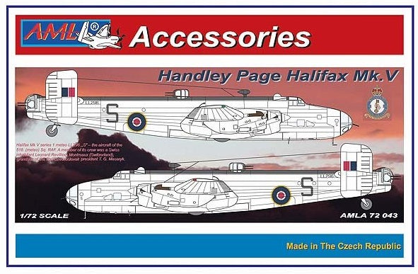 AML A72043 1:72 Handley-Page Halifax B Mk.V decals with Morris Block radiators and corrected propellers