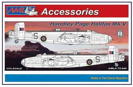 AML A72043 1:72 Handley-Page Halifax B Mk.V decals with Morris Block radiators and corrected propellers