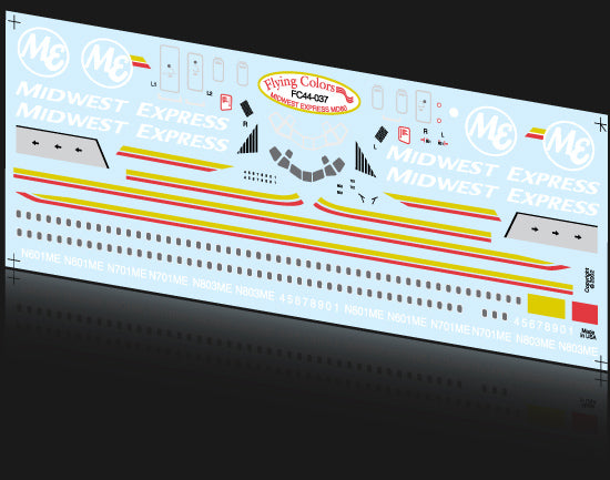 Flying Colors FC44037 1:144 McDonnell-Douglas MD-80 MIDWEST EXPRESS Fleet registrations