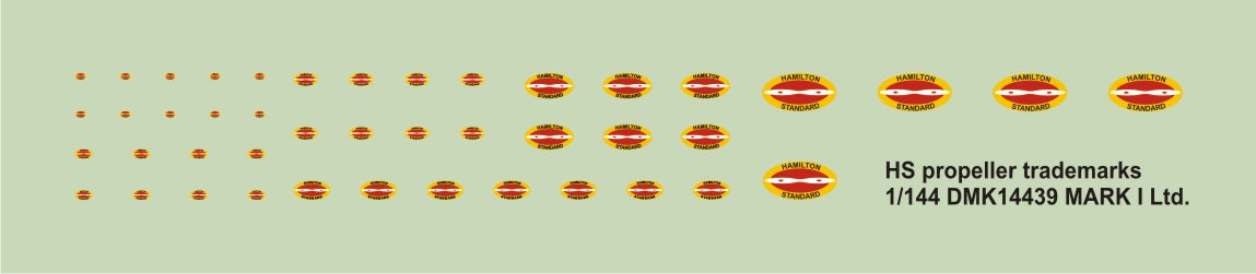 Mark I Decals DMK14439 1:144 Hamilton Standard propeller manufacturer logos, 2 sets