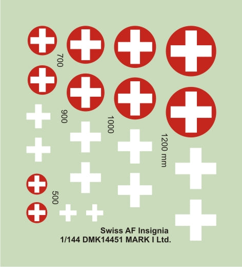 Mark I Decals DMK14451 1:144 Swiss Air Force insignia