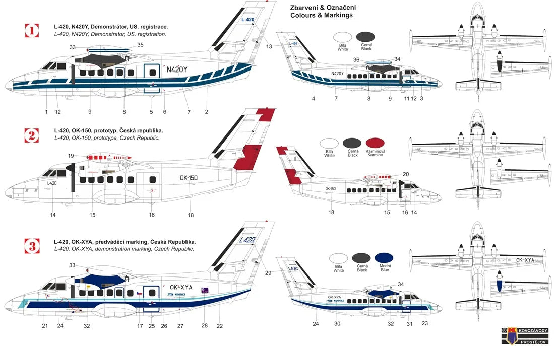 Kovozavody Prostejov 72438 1:72 Let L-420 'Turbolet Prototype & Demonstrator'