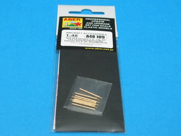 Aber A48109 1:48 Set of 8 Turned cal .50 (12,7mm) U.S. Browning M2 Barrels for Republic P-47D Thunderbolt