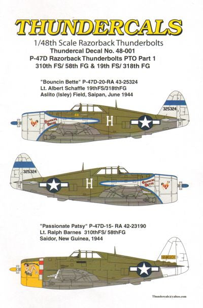 Thundercals 48001 1:48 Republic P-47D Thunderbolt 'Razorback' PTO Part 1