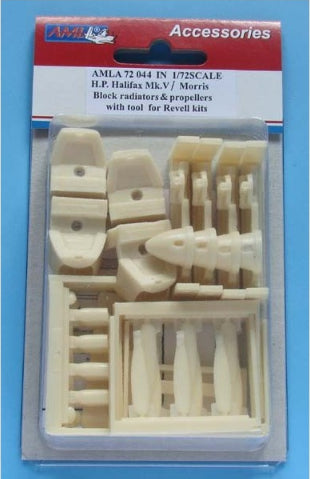 AML A72044 1:72 Handley-Page Halifax B Mk.I/Mk.II/Mk.V Morris Block radiators and corrected propellers with tool