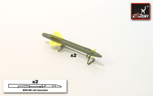 Armory ACA7244A 1:72 Kh-25ML (AS-10a 'Karen') + APU-68 launcher rail, Air to Surface missile, laser guidance .