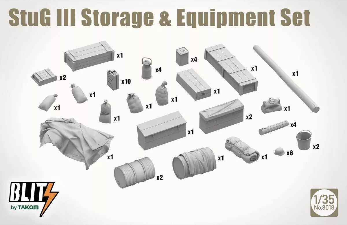 Takom 8018 1:35 German WWII Sturmgeschutz/StuG III Assault Gun Storage & Equipment Se