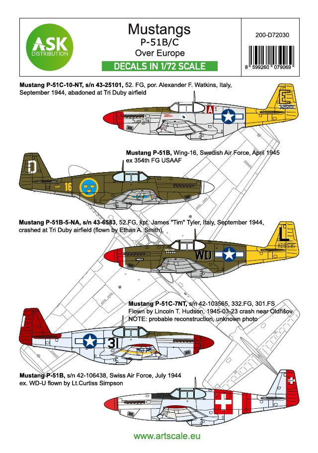 Art Scale 200-D72030 1:72 P-51B/C Mustang part 1 - Europe