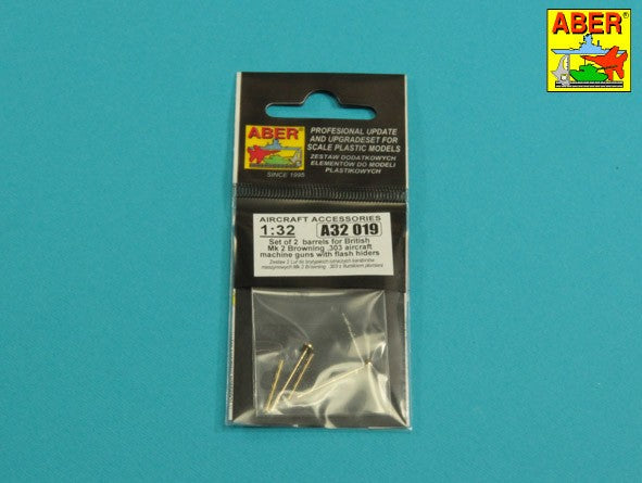 Aber A32019 1:32 Set of 2 Barrels for British Browning .303 Aircraft Machine Guns with Flash Hiders