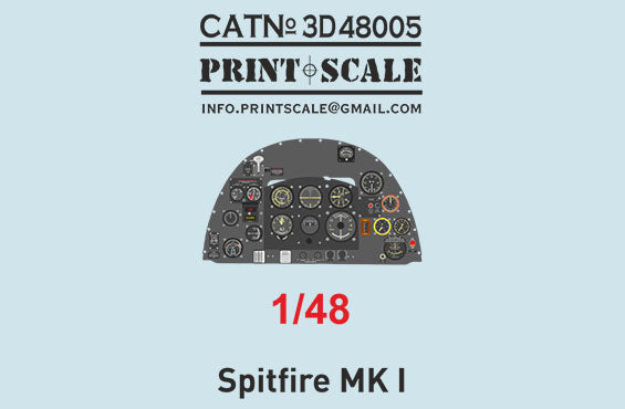 Print Scale 3D48-05 1:48 Instrumental panel Supermarine Spitfire Mk.l