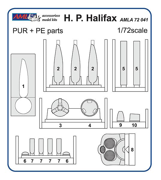 AML A72041 1:72 Handley-Page Halifax Mk.II resin parts only correction set