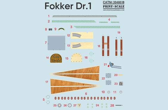 Print Scale PSL3D48-18 1:48 Instrument panel Fokker Dr.1