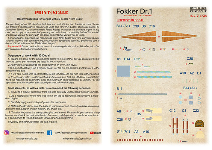 Print Scale PSL3D48-18 1:48 Instrument panel Fokker Dr.1