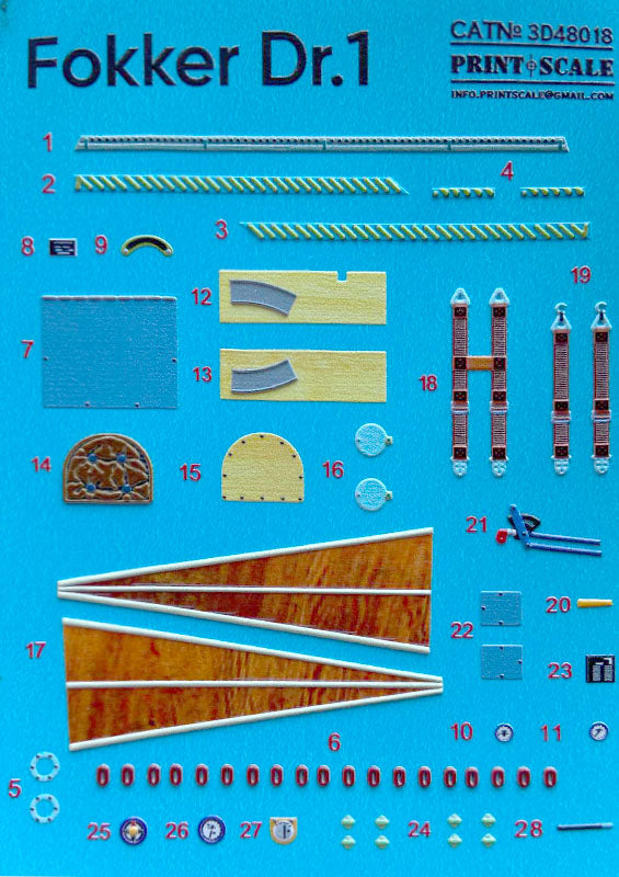 Print Scale PSL3D48-18 1:48 Instrument panel Fokker Dr.1
