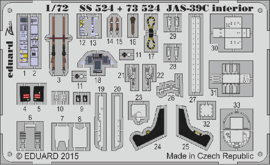 Eduard SS524 1:72 Saab JAS-39C Gripen interior (self adhesive)