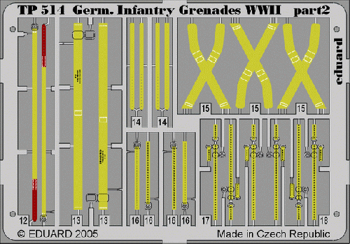 Eduard TP514 1:35 German Infantry Grenades pack and webbing WWII. No grenades are included