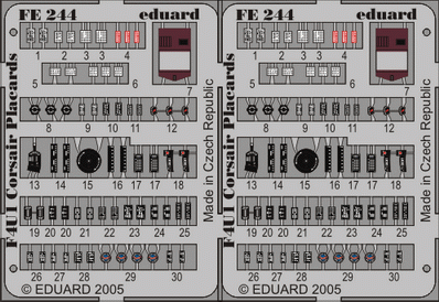 Eduard FE244 1:48 F4U-1 Corsair placards  to be used with Tamiya