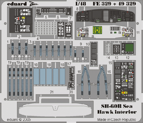 Eduard FE329 1:48 SH-60B Seahawk interior to be used with Italeri
