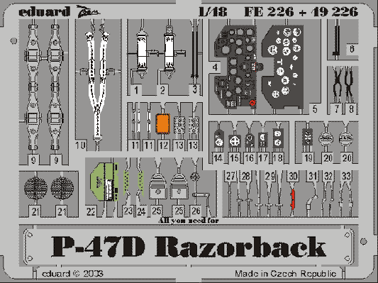 Eduard FE226 1:48 P-47D Thunderbolt 'Razorback' to be used with Hasegawa