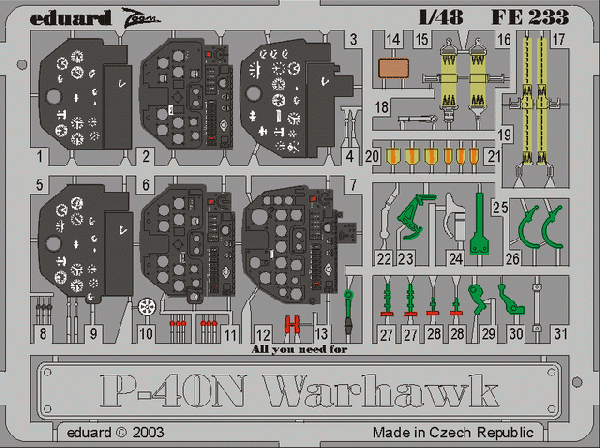 Eduard FE233 1:48 P-40N Warhawk to be used with Eduard