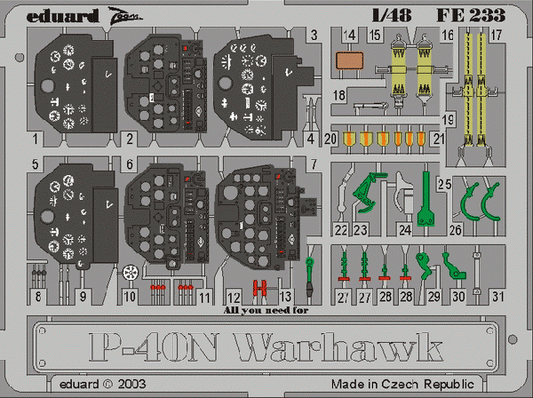 Eduard FE233 1:48 P-40N Warhawk to be used with Eduard