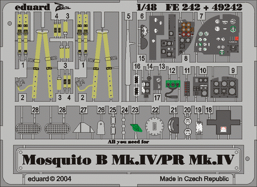 Eduard FE242 1:48 de Havilland Mosquito Mk.IV/PR Mk.IV
