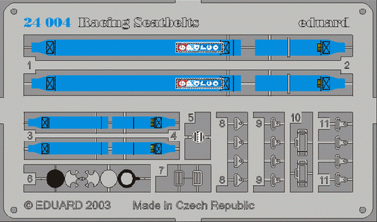 Eduard 24004 1:24 Blue 'Sparco' 4 point race car seatbelts PRE-PAINTED IN COLOUR!