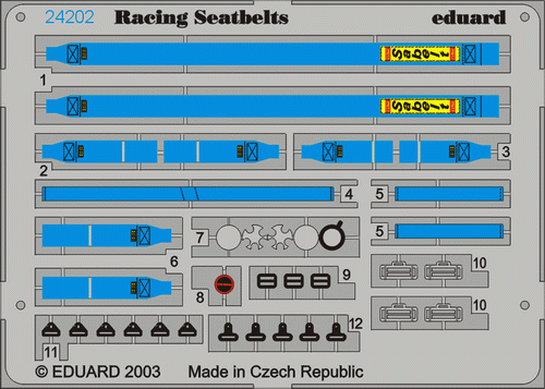 Eduard 24202 1:24 Sabelt 6 points Blue seatbelts PRE-PAINTED IN COLOUR!