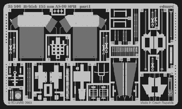 Eduard 35566 1:35 AS-90 155mm self propelled British howitzer detailing set