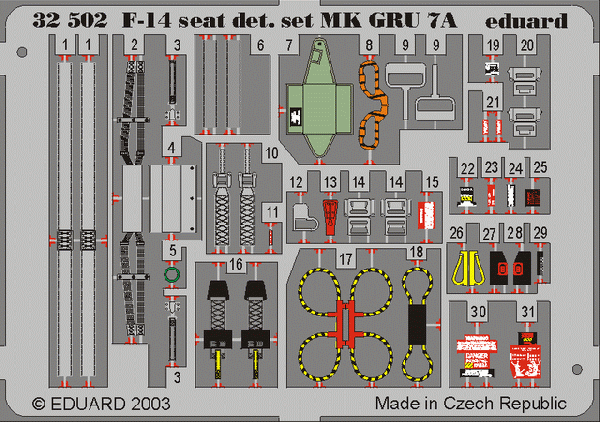 Eduard 32502 1:32 GRU7A Seat details for Grumman F-14A/F-14B Tomcat