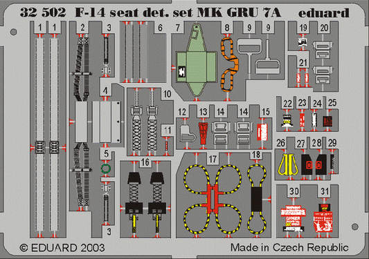 Eduard 32502 1:32 GRU7A Seat details for Grumman F-14A/F-14B Tomcat