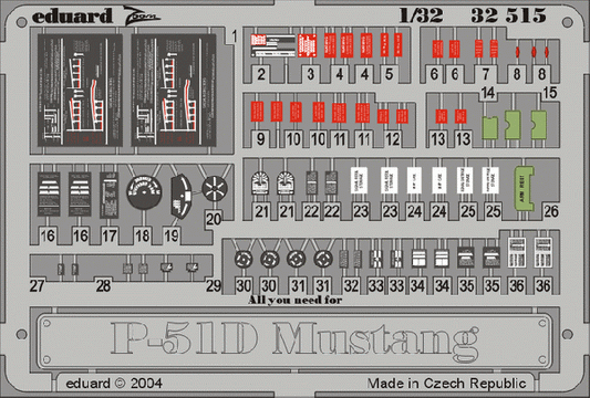 Eduard 32515 1:32 North-American P-51D Mustang data placards