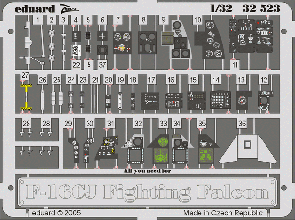 Eduard 32523 1:32 Lockheed-Martin F-16CJ Fighting Falcon interior