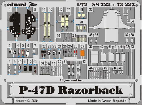 Eduard 73222 1:72 Republic P-47D Thunderbolt 'Razorback' PRE-PAINTED IN COLOUR!