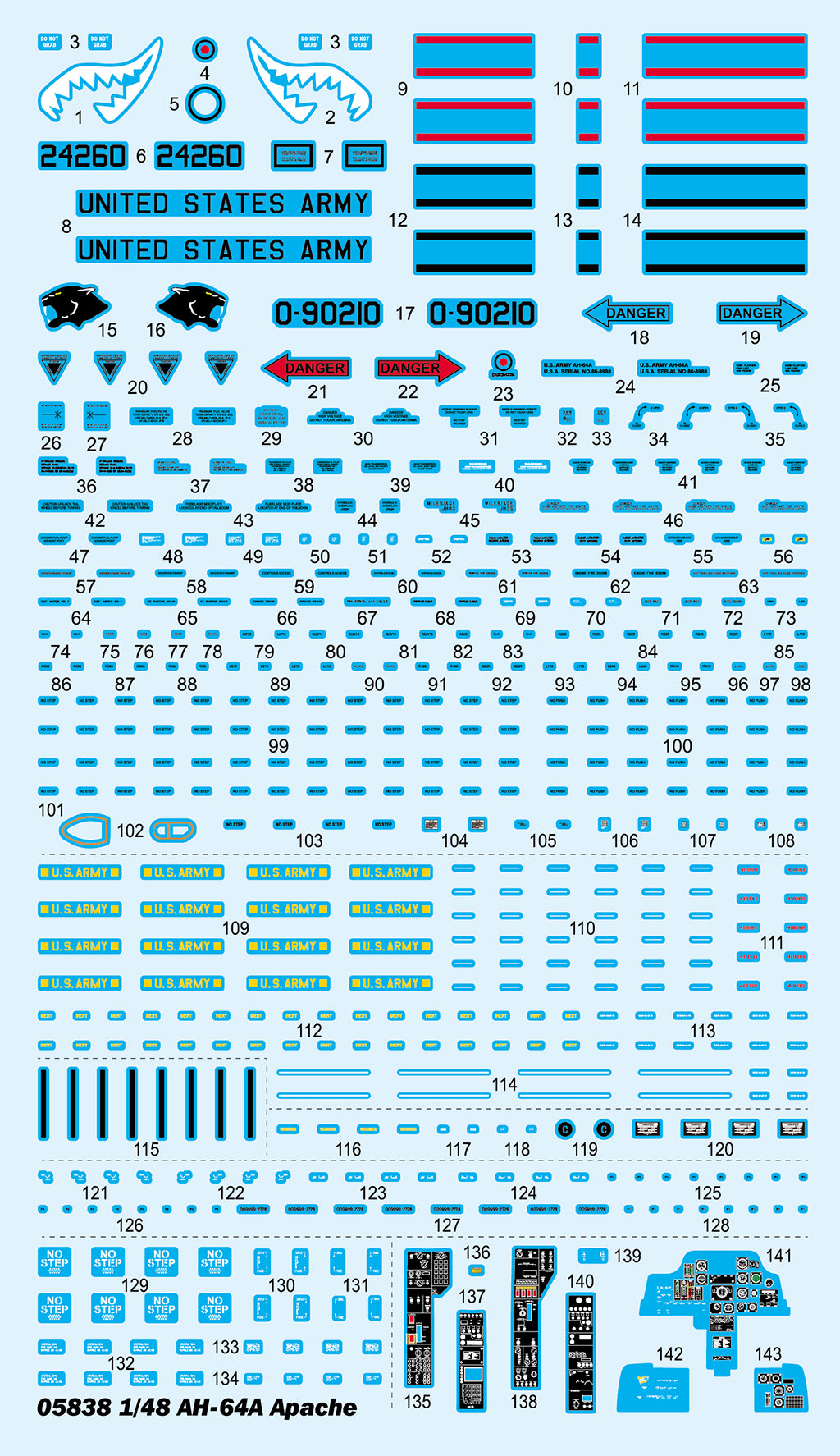 Trumpeter 05838 1:48 US Army Boeing/Hughes AH-64A Apache Attack Helicopter