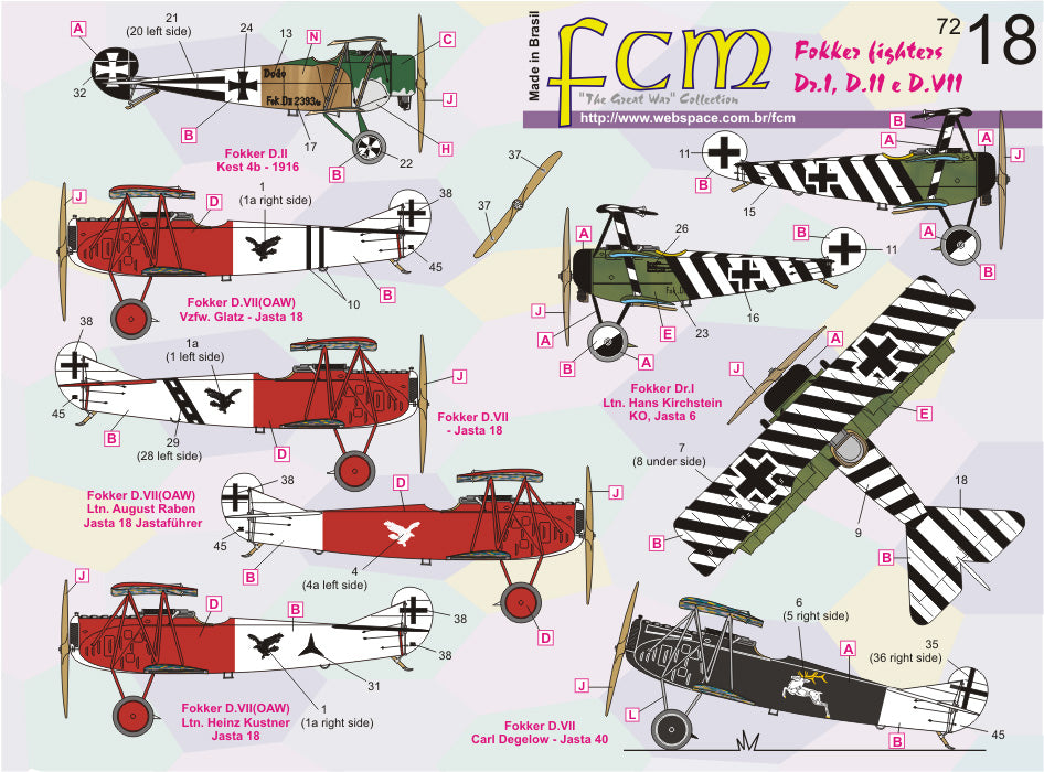 FCM 72018 1:72 Fokker D.II / D.VII & Dr.I