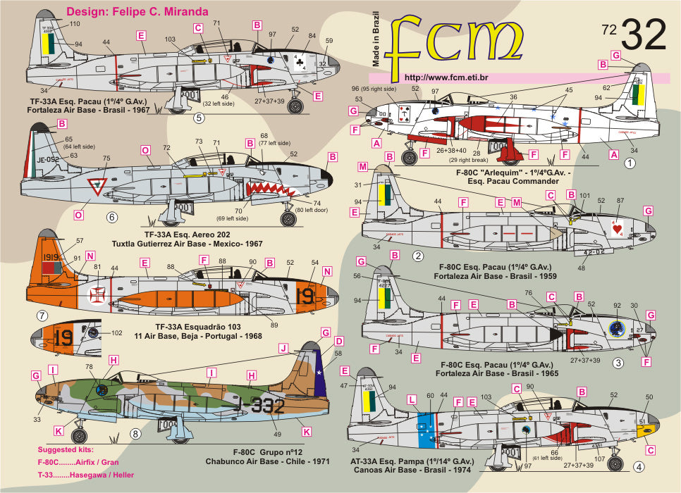 FCM 72032 1:72 South American Lockheed F-80 & AT-33 - Brazil, Chile, Mexico & Portugal