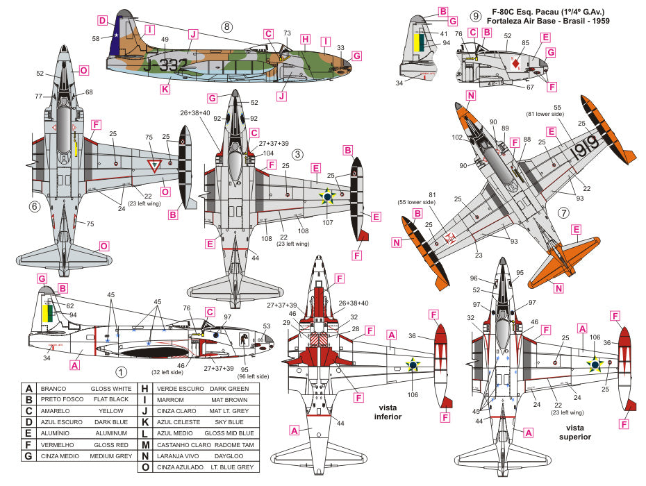 FCM 72032 1:72 South American Lockheed F-80 & AT-33 - Brazil, Chile, Mexico & Portugal