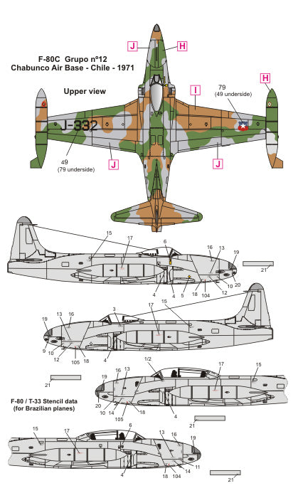 FCM 72032 1:72 South American Lockheed F-80 & AT-33 - Brazil, Chile, Mexico & Portugal