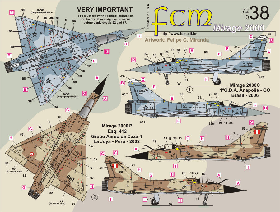 FCM 72038 1:72 Dassault Mirage 2000 - Brazil & Peru