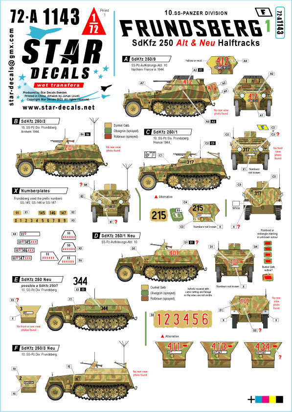 Star Decals 72-A1143 1:72 Frundsberg # 1