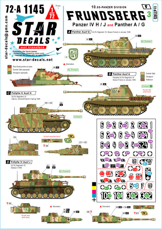 Star Decals 72-A1145 1:72 Frundsberg # 3