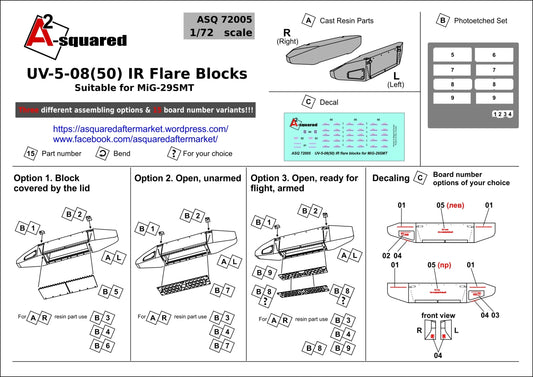 A-Squared AASQ72005 1:72 UV-5-08(50) IR Flare Blocks Multi-Medium Set